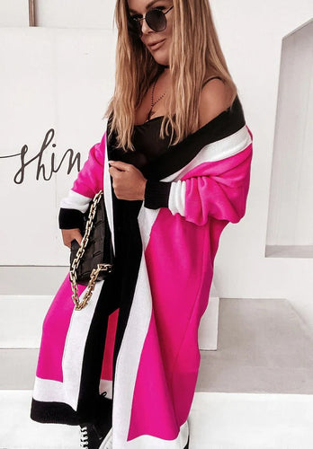 Lune London | Coat - Knit Design - Oversized Fit - Open Front - Full Length - Wide Collar