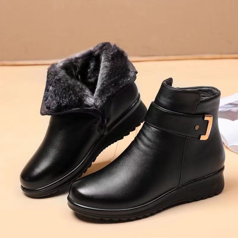 Lune London | Ankle Boots Leather Warm Lined Structured Fit Buckle Non-Slip Sole