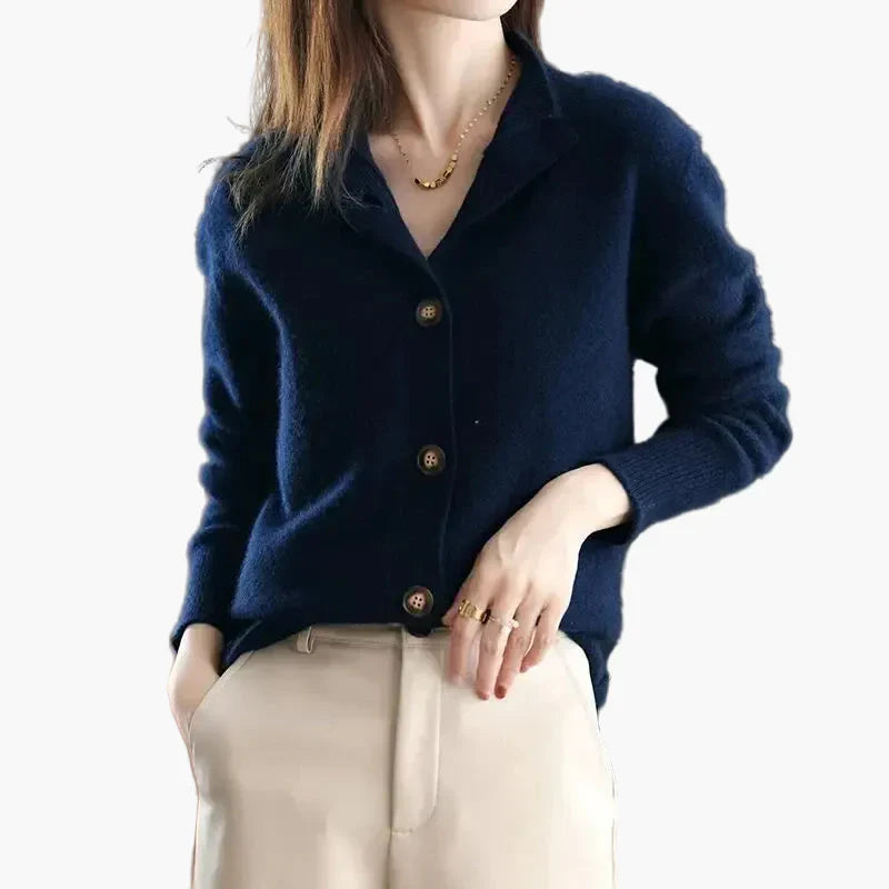 Lune London | Sweater with high collar and button placket - Elegant casual style for the office and everyday