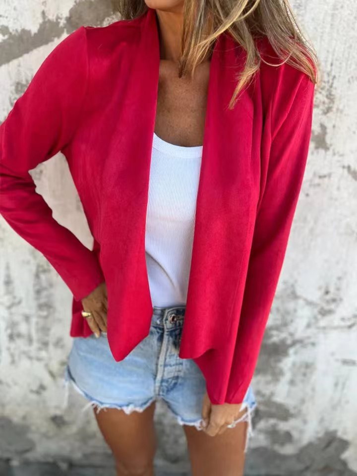 Lune London | Cardigan Casual Fit Soft Suede Look Open Front Light Layer