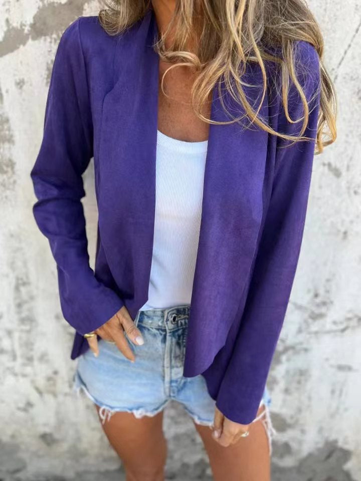 Lune London | Cardigan Casual Fit Soft Suede Look Open Front Light Layer