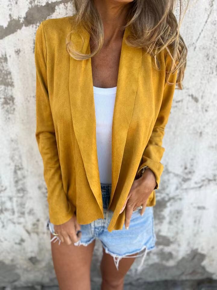 Lune London | Cardigan Casual Fit Soft Suede Look Open Front Light Layer