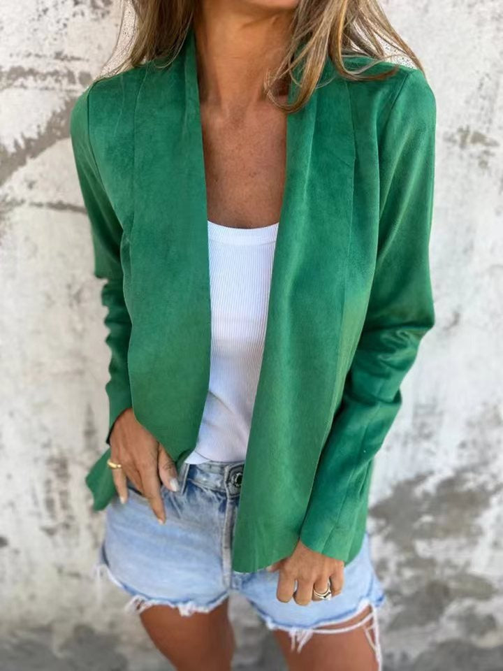 Lune London | Cardigan Casual Fit Soft Suede Look Open Front Light Layer