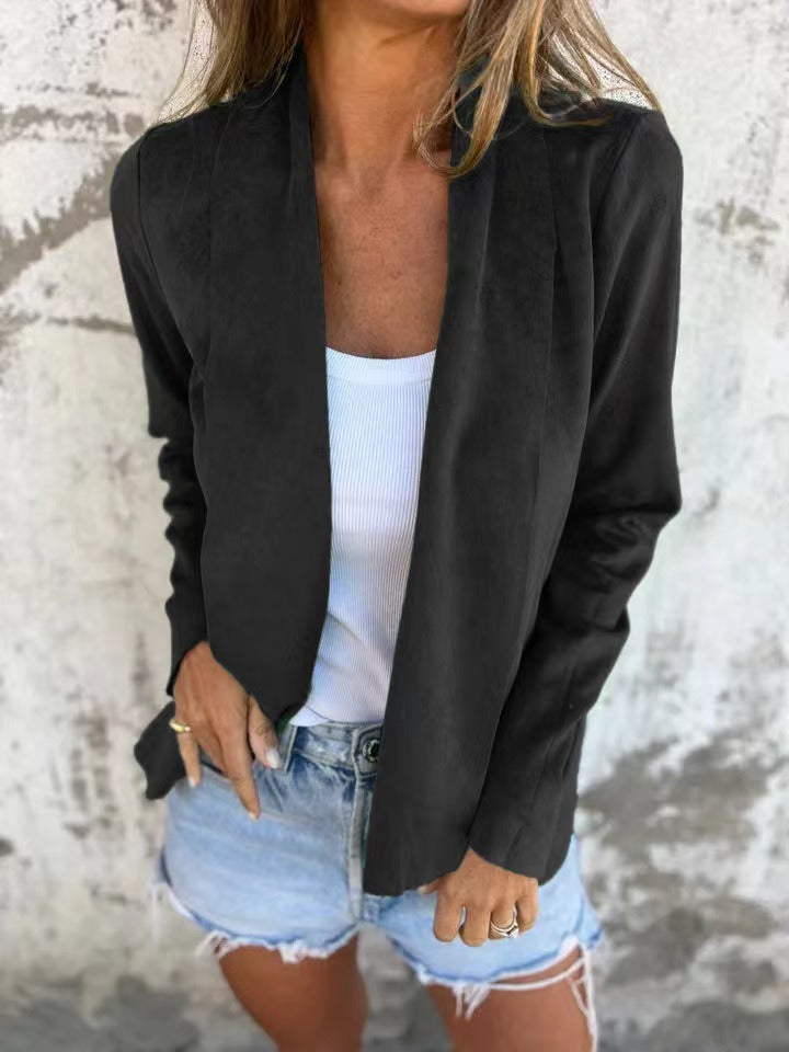 Lune London | Cardigan Casual Fit Soft Suede Look Open Front Light Layer