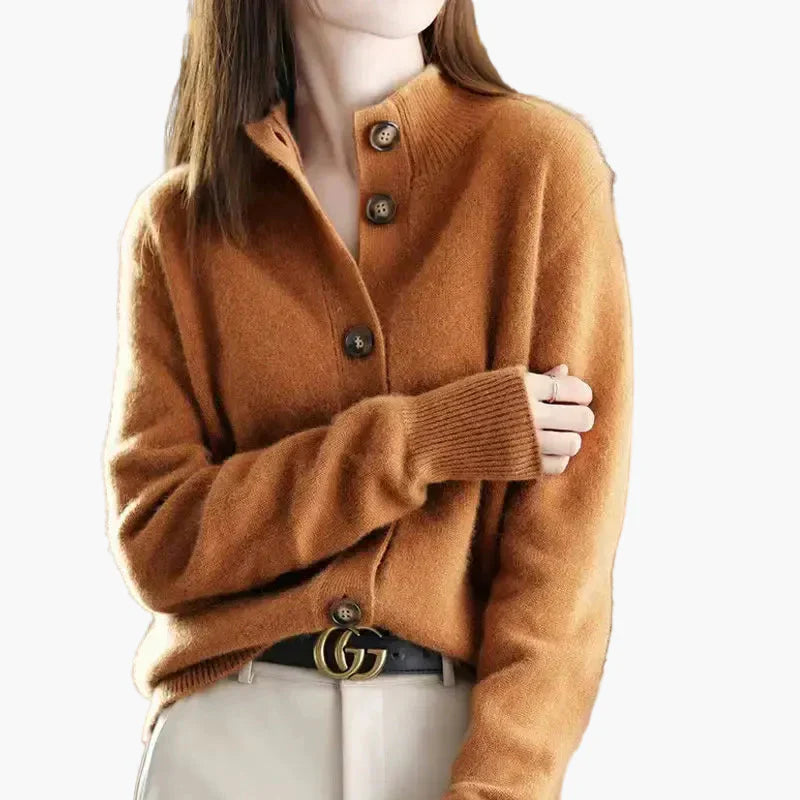 Lune London | Sweater with high collar and button placket - Elegant casual style for the office and everyday