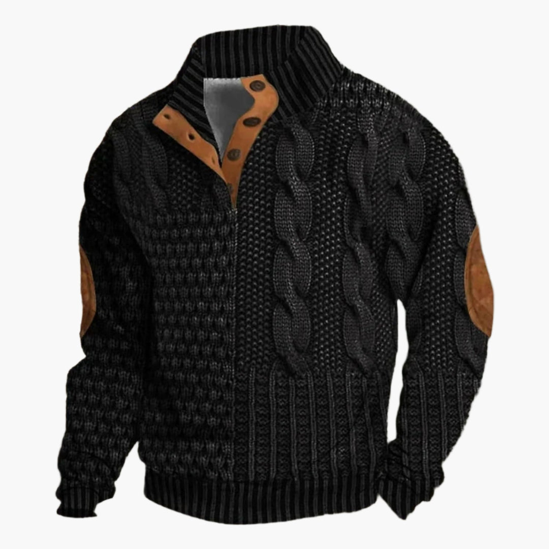 Lune London | Vintage Knit Pattern Bomber Jacket - Trendy Casual Jacket with Button Placket