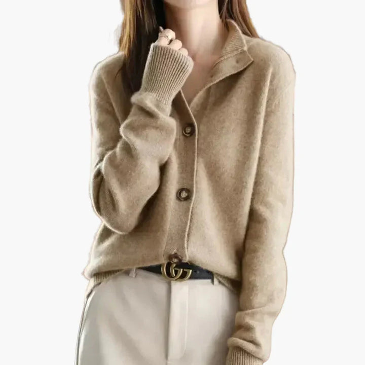 Lune London | Sweater with high collar and button placket - Elegant casual style for the office and everyday
