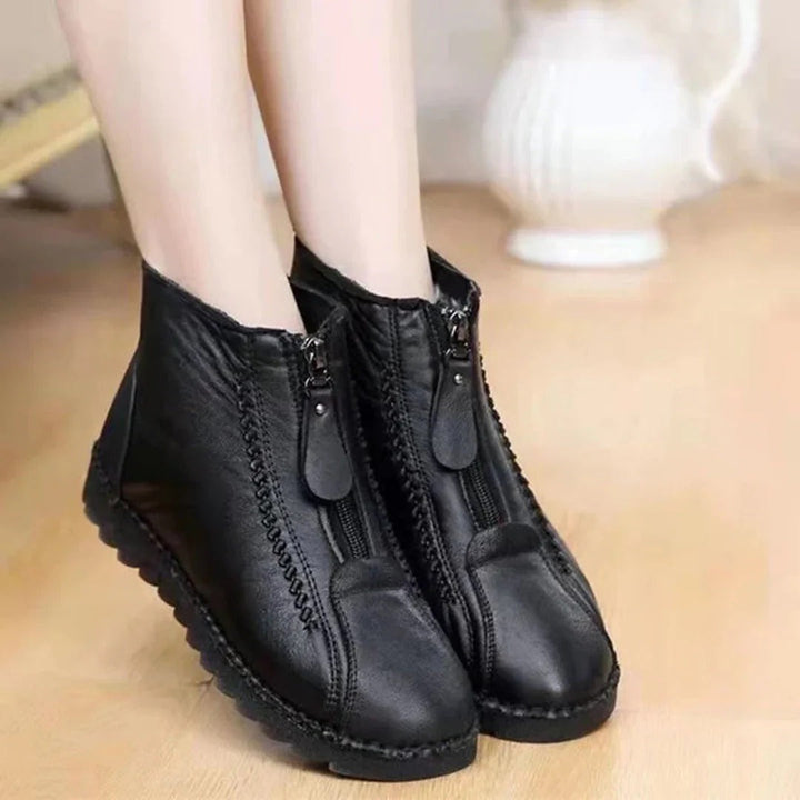 Lune London | Ankle Boots - Leather look - Front zipper - Chunky sole - Casual fit