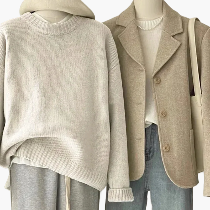 Lune London | Casual Japanese Retro Style Set - Knit Sweater and Blazer for Everyday and Leisure