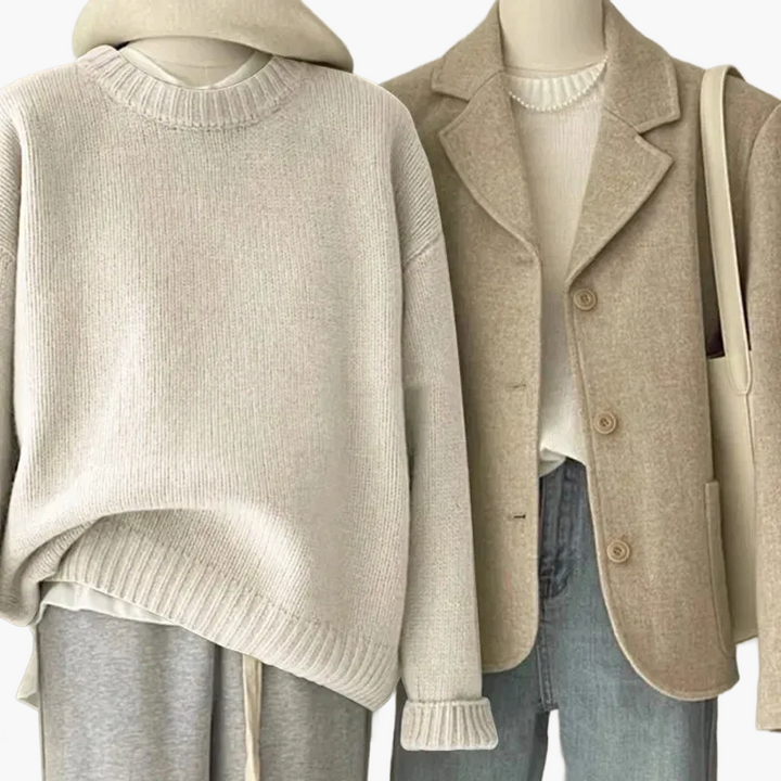 Lune London | Casual Japanese Retro Style Set - Knit Sweater and Blazer for Everyday and Leisure
