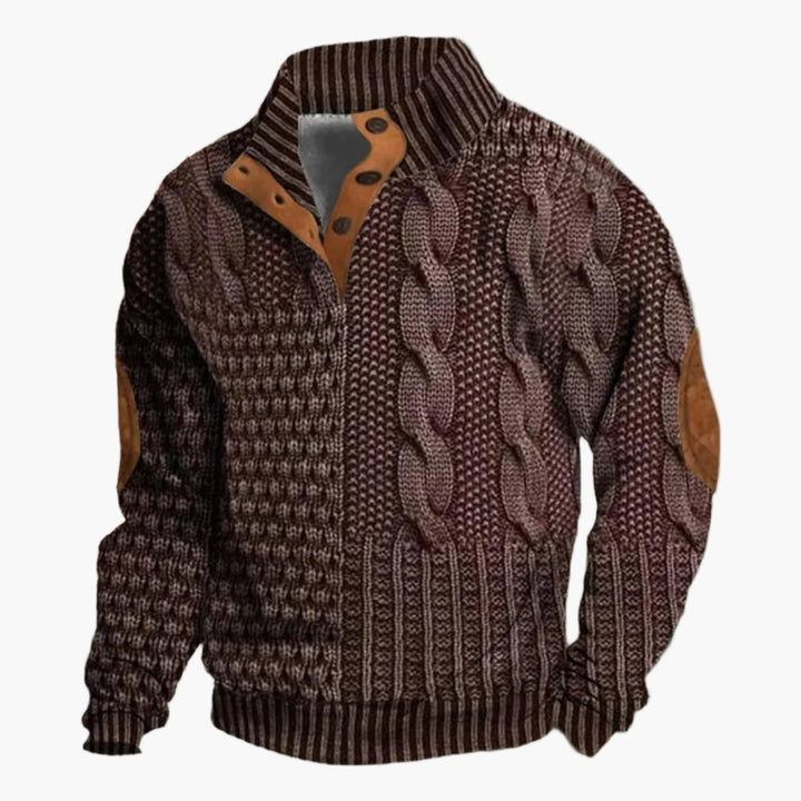 Lune London | Vintage Knit Pattern Bomber Jacket - Trendy Casual Jacket with Button Placket