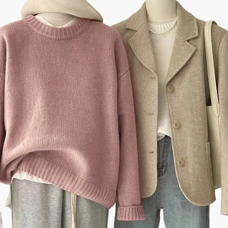 Lune London | Casual Japanese Retro Style Set - Knit Sweater and Blazer for Everyday and Leisure