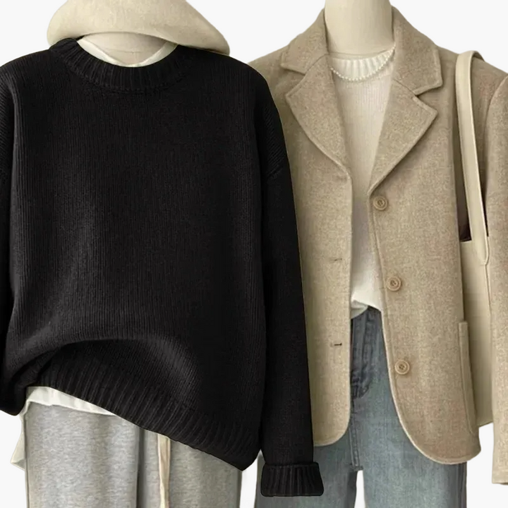 Lune London | Casual Japanese Retro Style Set - Knit Sweater and Blazer for Everyday and Leisure