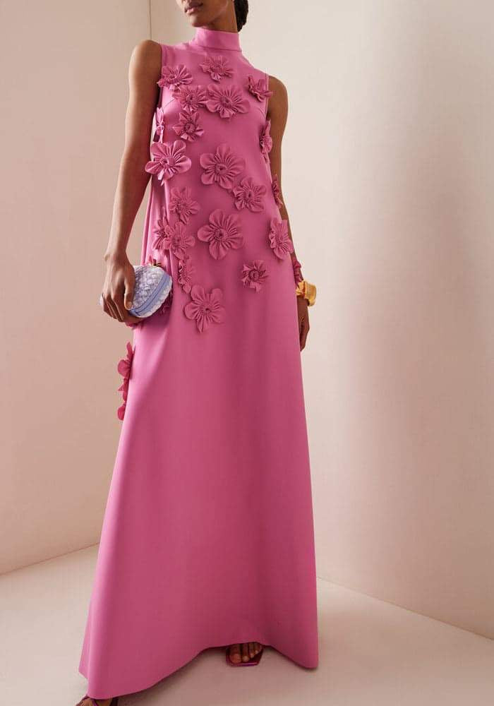 Lune London | Long Pink Dress with Flowers