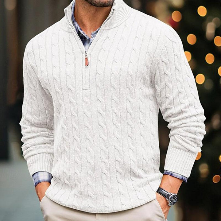 Lune London | Cable Knit Sweater with Zipper Soft and Warm Classic Look