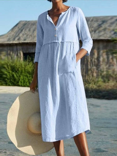 Lune London | and linen dress with half sleeve