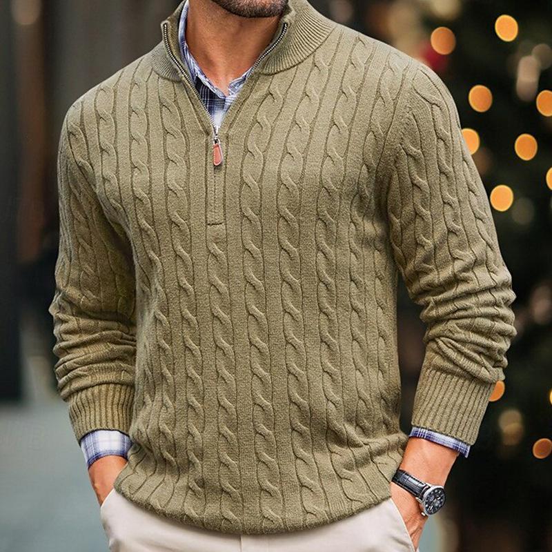 Lune London | Cable Knit Sweater with Zipper Soft and Warm Classic Look