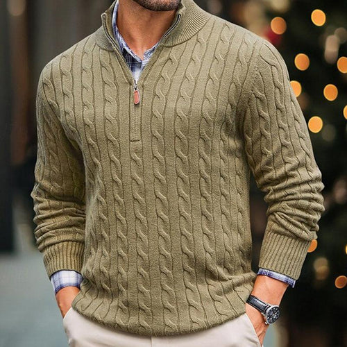 Lune London | Cable Knit Sweater with Zipper Soft and Warm Classic Look