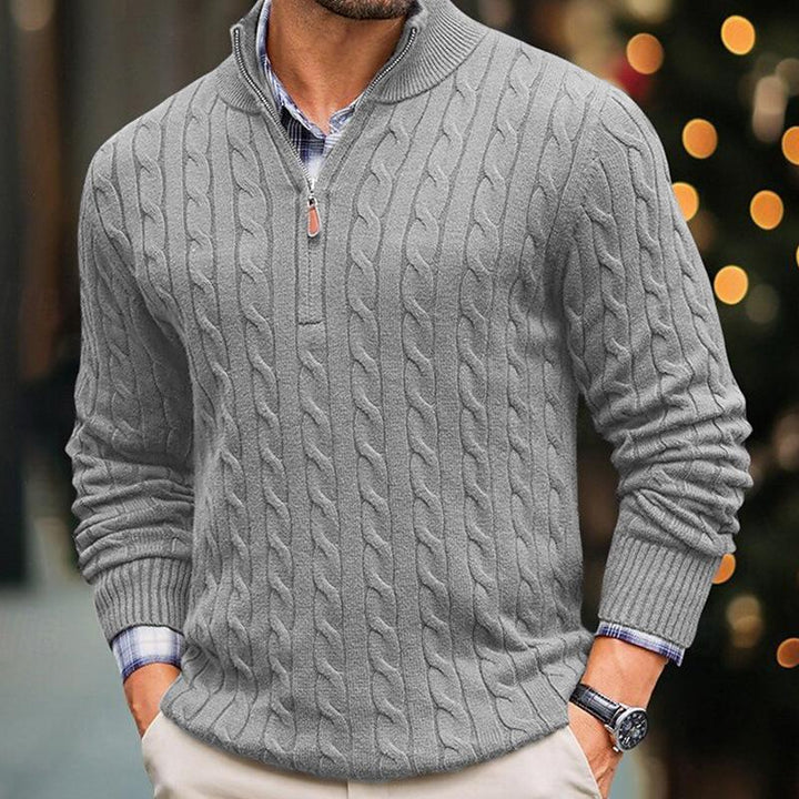 Lune London | Cable Knit Sweater with Zipper Soft and Warm Classic Look