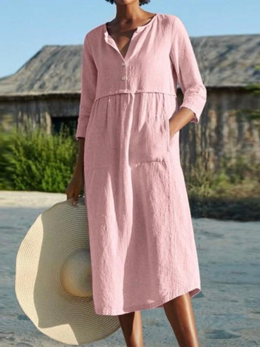 Lune London | and linen dress with half sleeve
