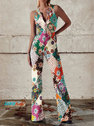 Lune London | Floral Split Denim Jumpsuit