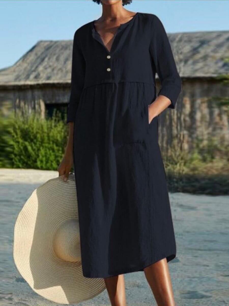 Lune London | and linen dress with half sleeve