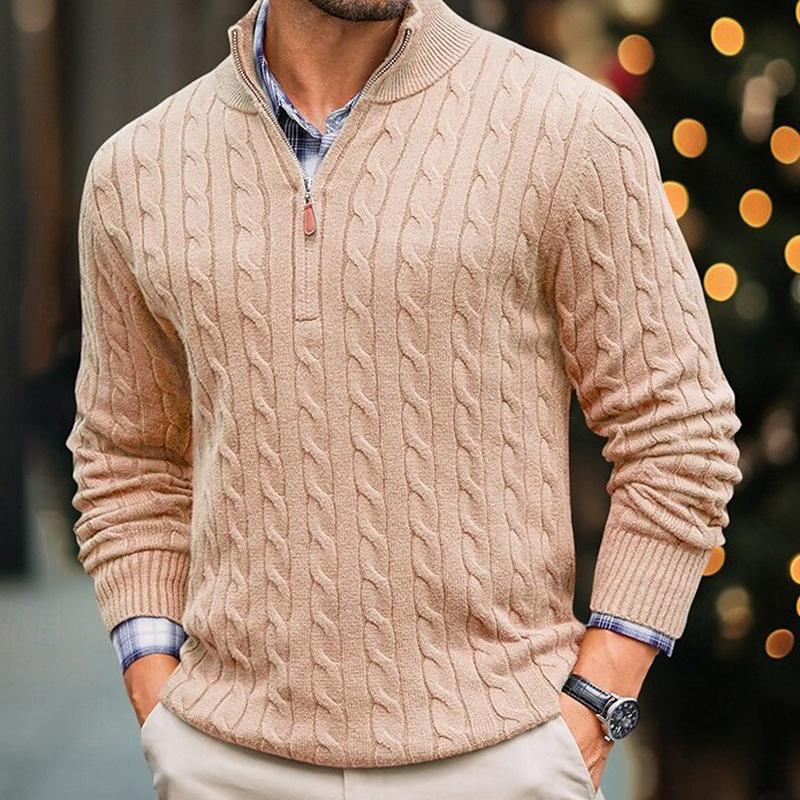 Lune London | Cable Knit Sweater with Zipper Soft and Warm Classic Look