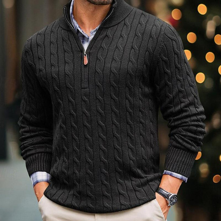 Lune London | Cable Knit Sweater with Zipper Soft and Warm Classic Look
