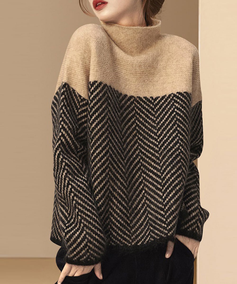 Lune London | Retro color block mock neck sweater