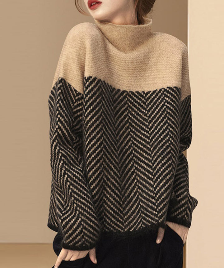 Lune London | Retro color block mock neck sweater
