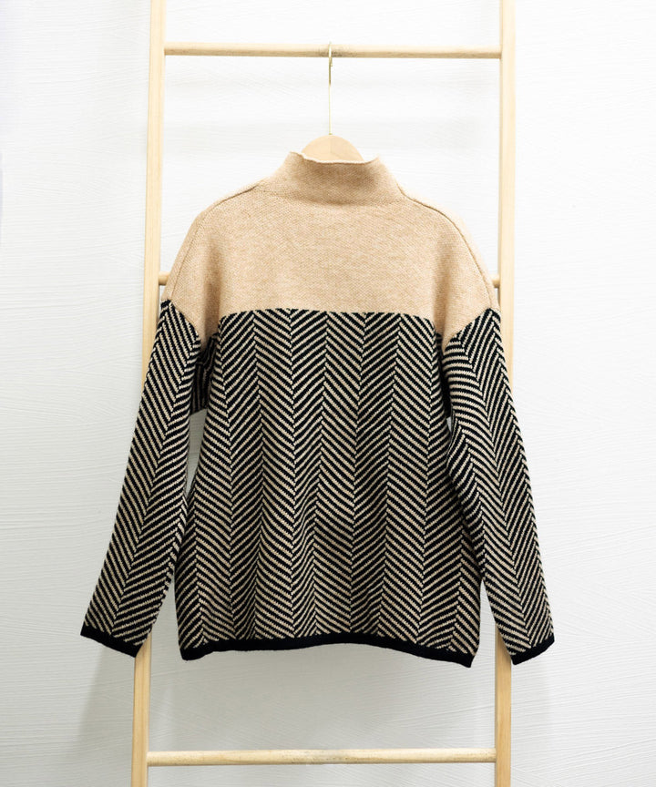 Lune London | Retro color block mock neck sweater