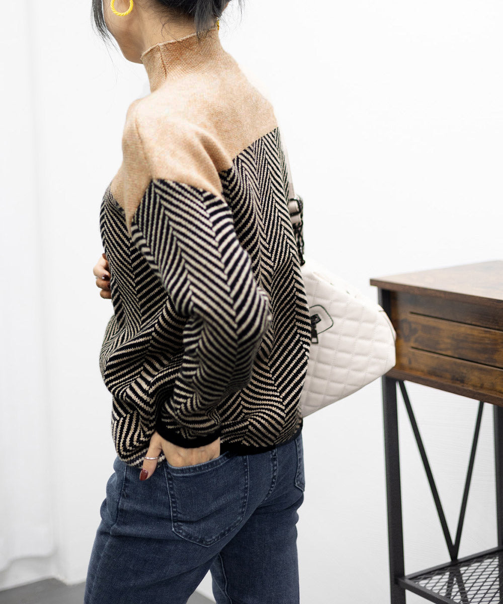 Lune London | Retro color block mock neck sweater