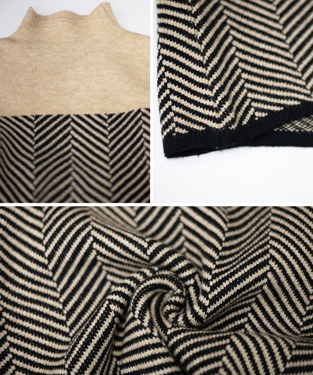 Lune London | Retro color block mock neck sweater