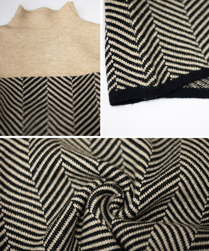 Lune London | Retro color block mock neck sweater