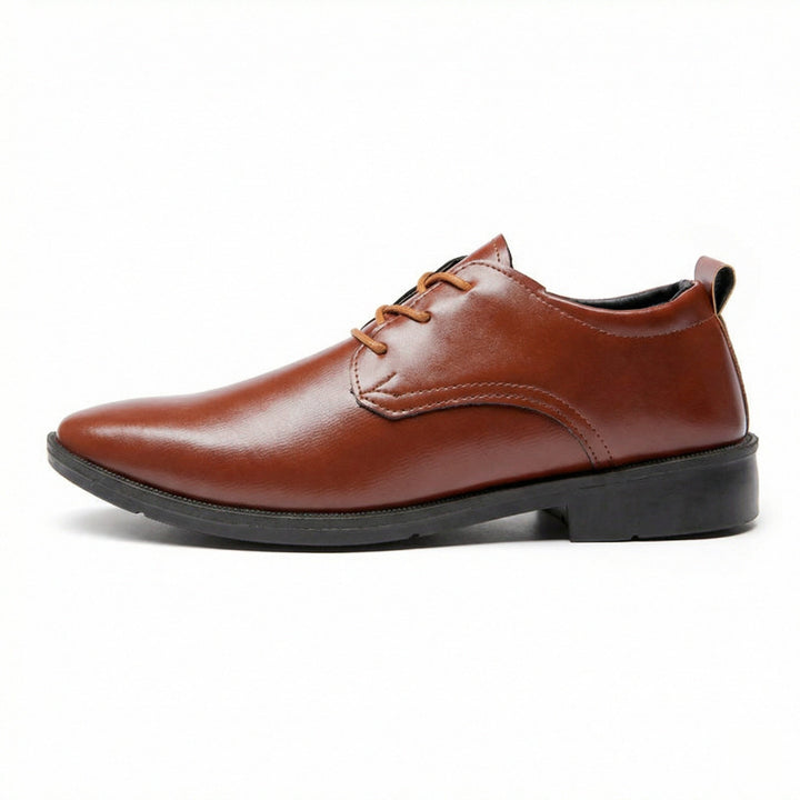 Men's Elegant Leather Lace-Up Shoes with Non-Slip Sole