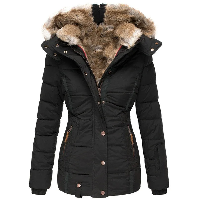 Chic Und Stil | Warm Winter Jacket with Fur Lining for Women