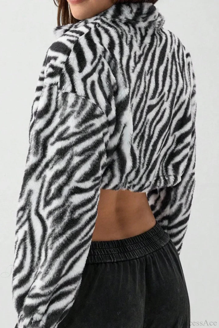 Lune London | Printed Fur Fleece Lined Thick Plush Jacket