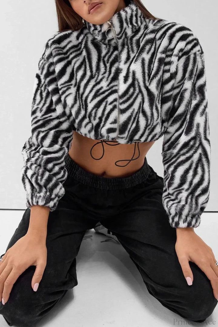 Lune London | Printed Fur Fleece Lined Thick Plush Jacket