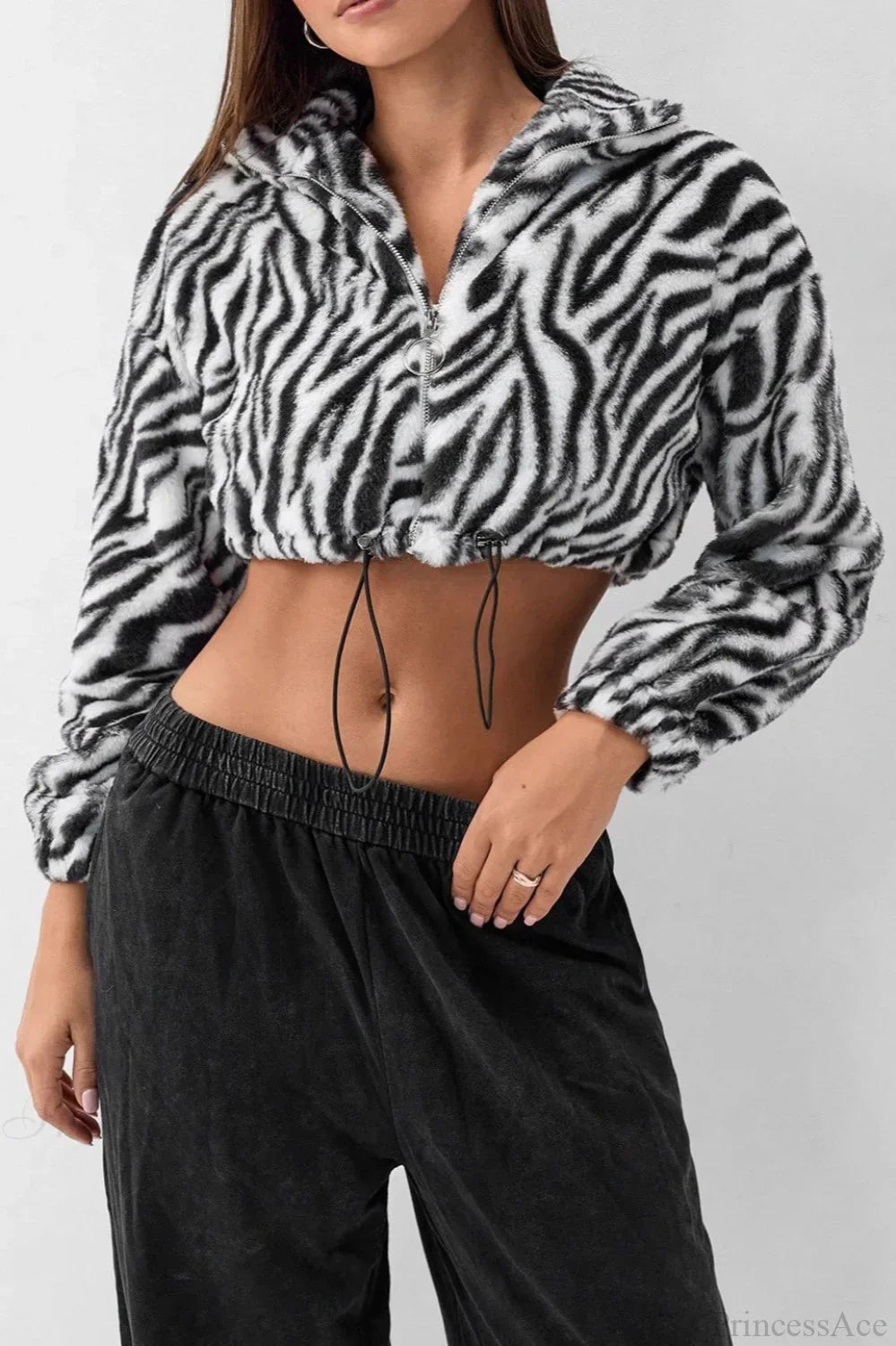 Lune London | Printed Fur Fleece Lined Thick Plush Jacket