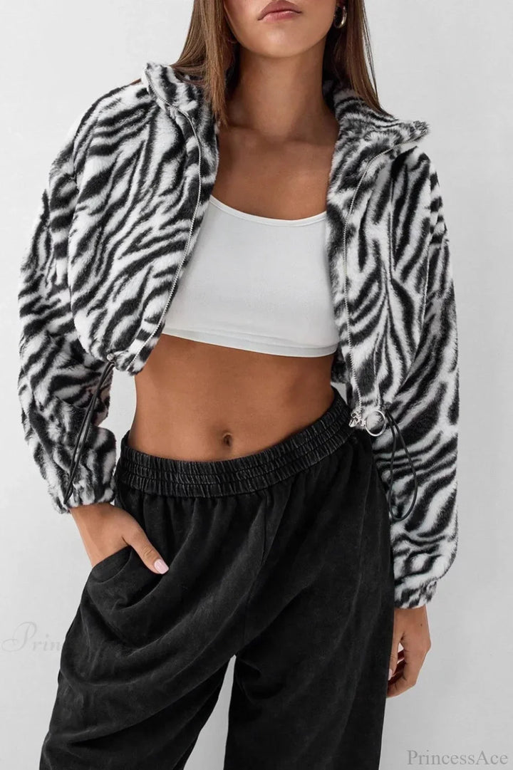 Lune London | Printed Fur Fleece Lined Thick Plush Jacket