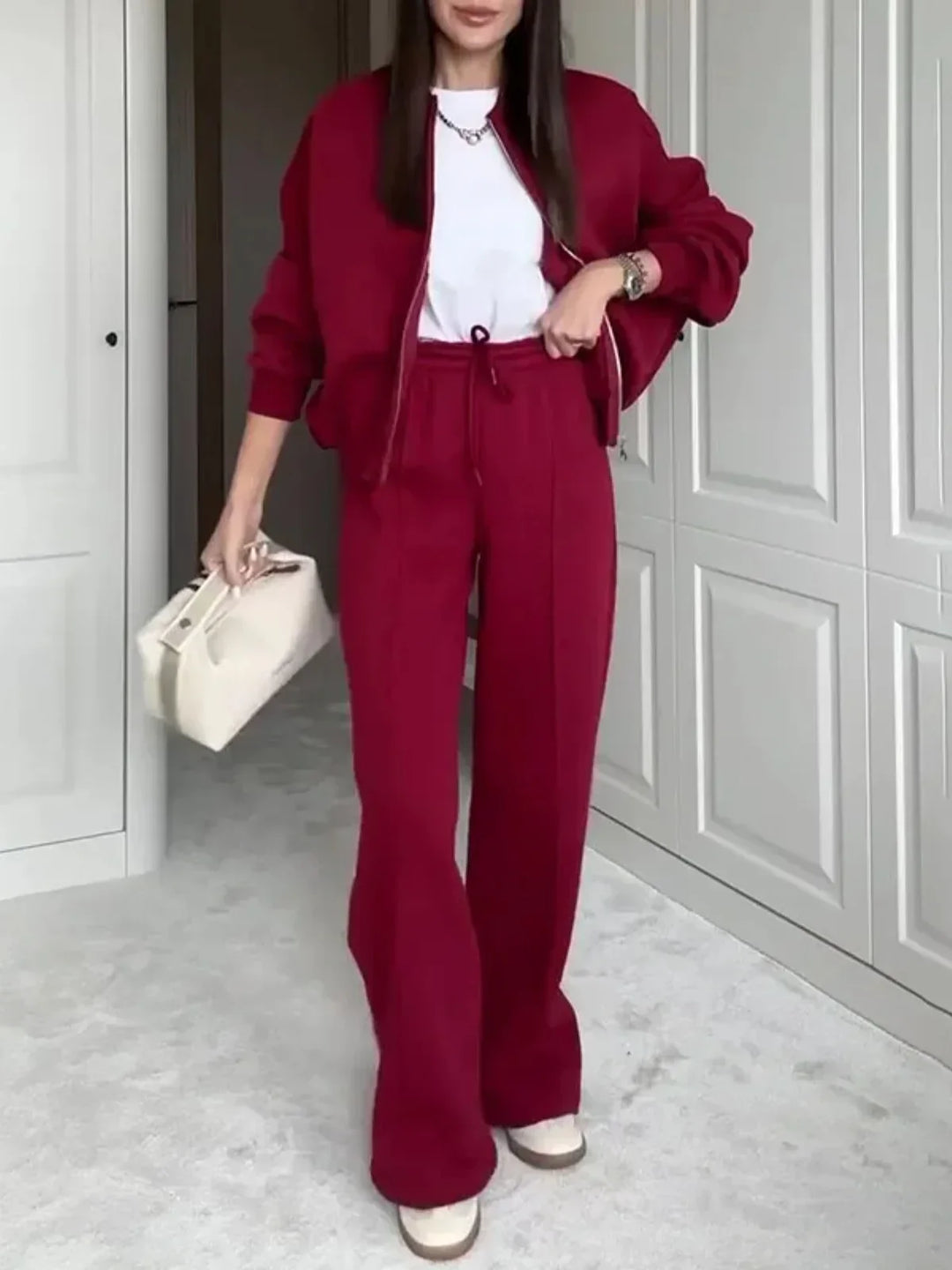Chic und Stil | Wide Lounge Set with Zipper Jacket