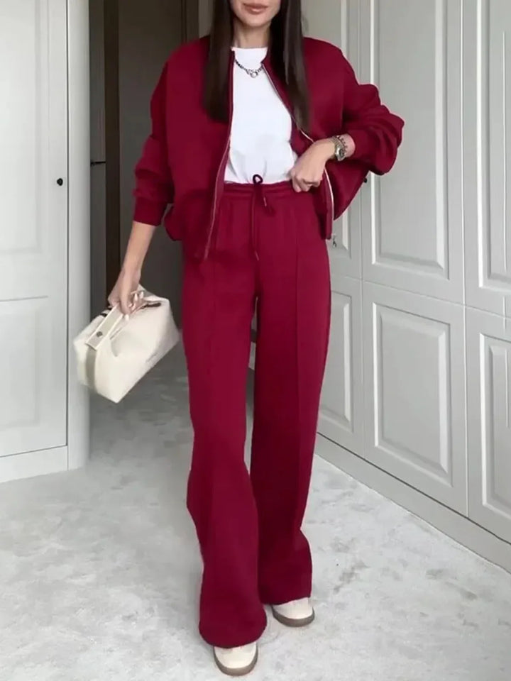 Chic und Stil | Wide Lounge Set with Zipper Jacket