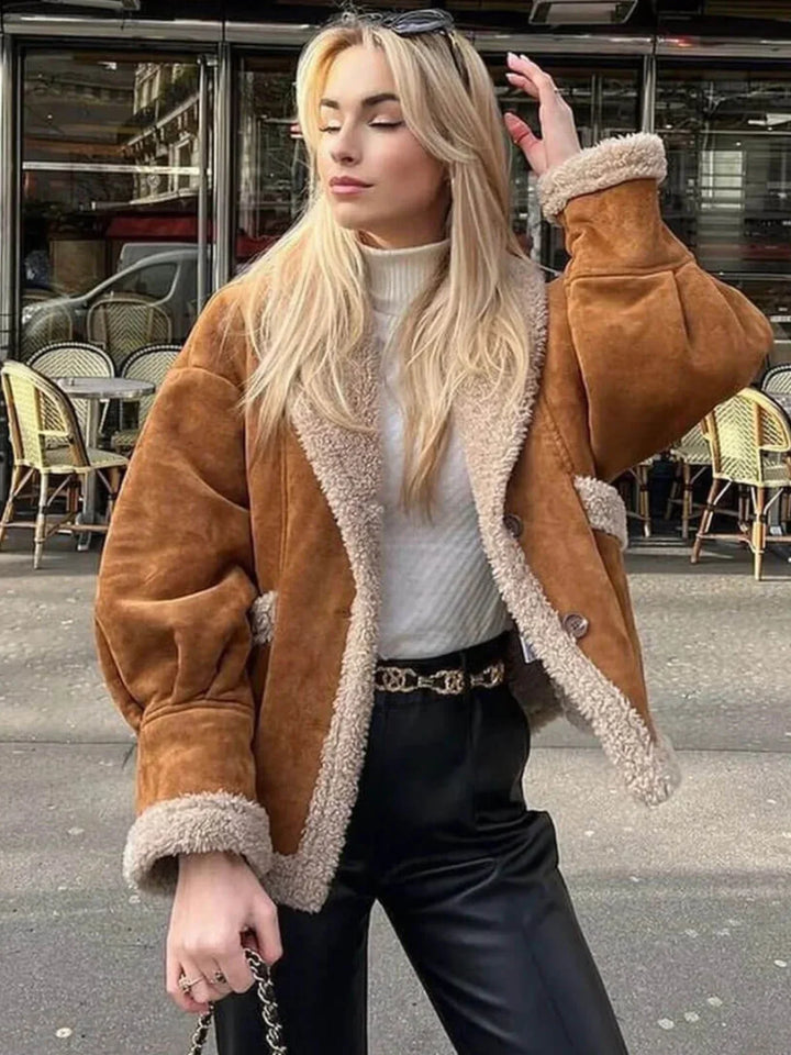 Lune London | Sherpa-lined faux leather jacket