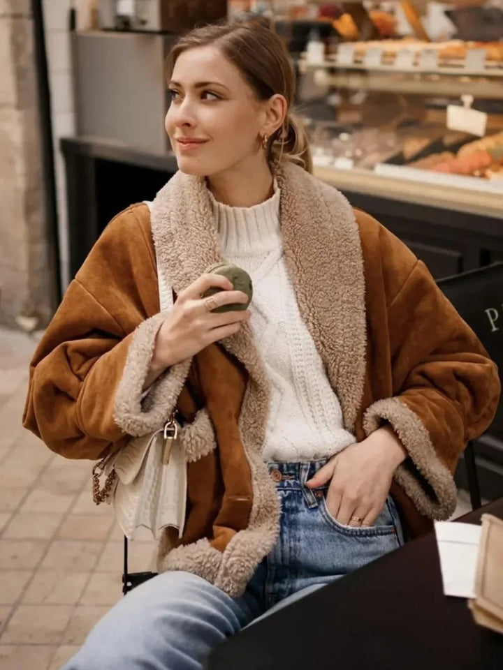 Lune London | Sherpa-lined faux leather jacket
