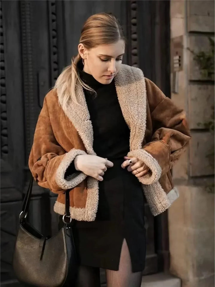 Lune London | Sherpa-lined faux leather jacket