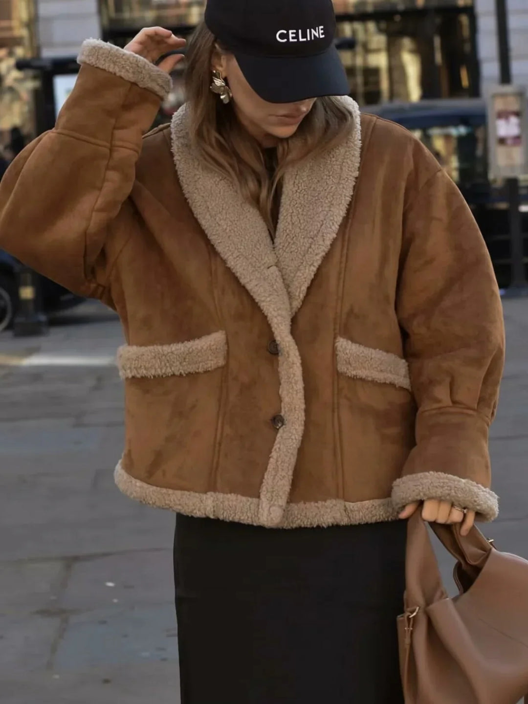 Lune London | Sherpa-lined faux leather jacket