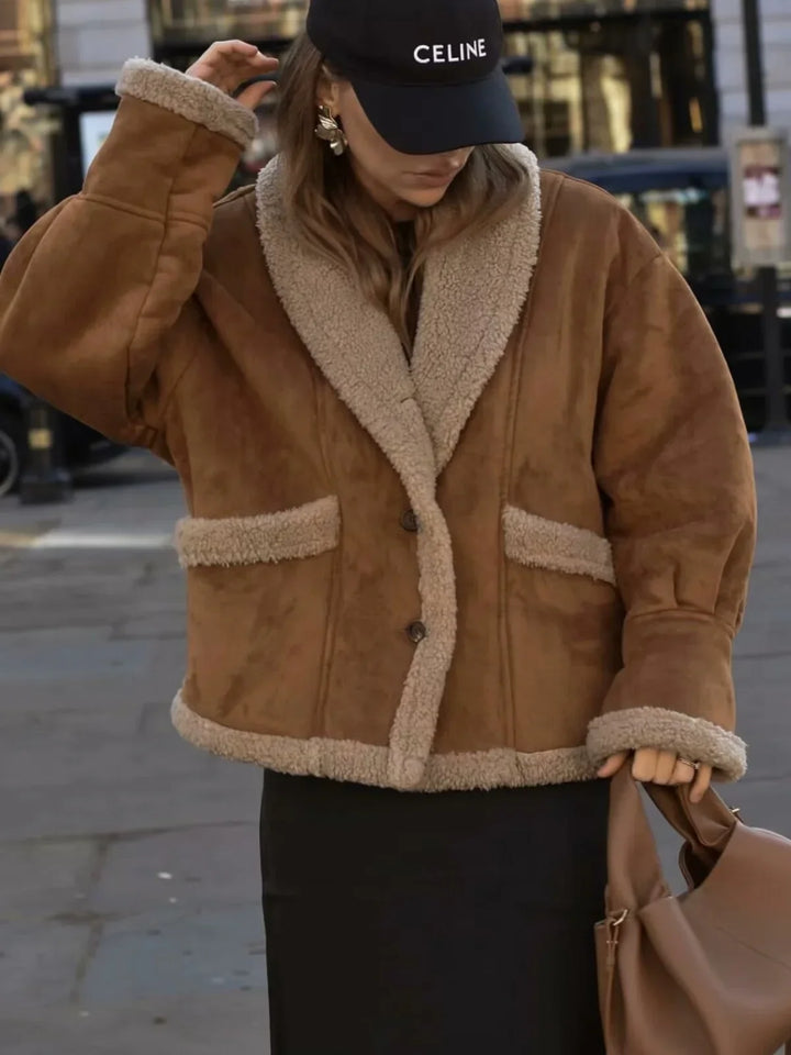 Lune London | Sherpa-lined faux leather jacket