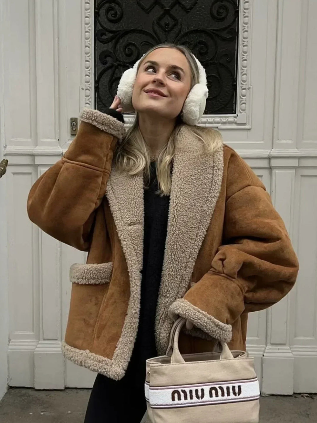 Lune London | Sherpa-lined faux leather jacket