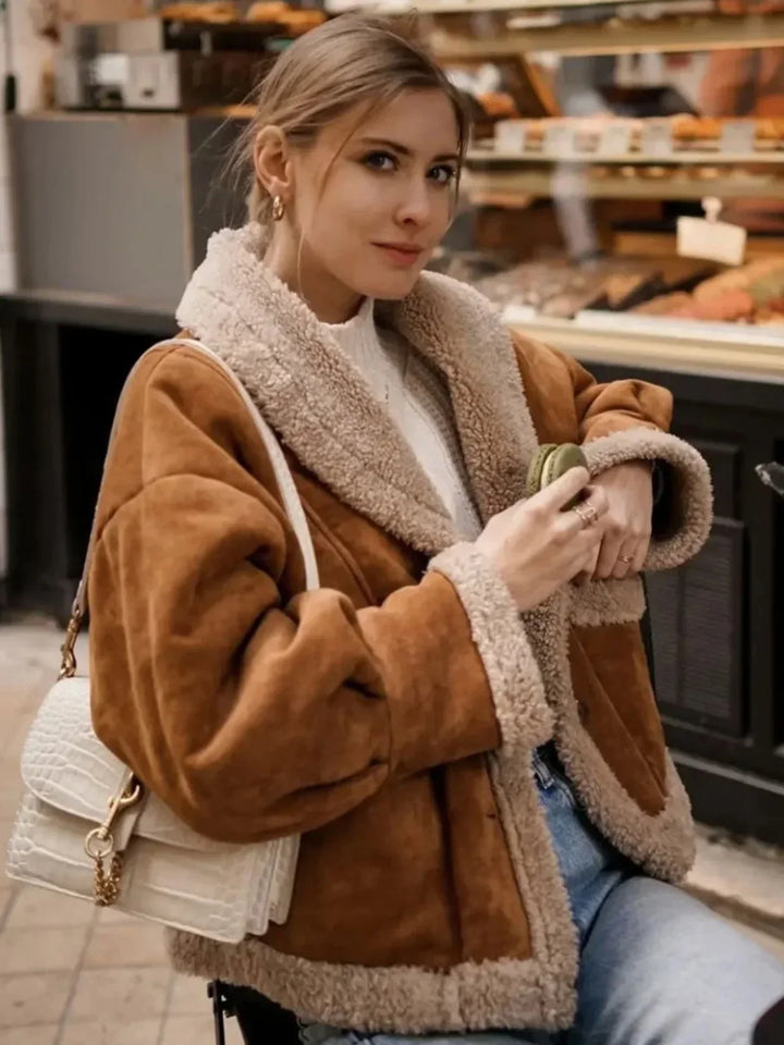 Lune London | Sherpa-lined faux leather jacket