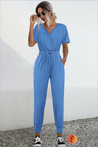 Lune London | Camo V-Neck Tie Jumpsuit - Effortless Summer Cool